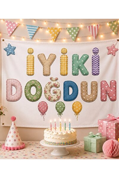 Big Party Cloth Poster Retro Happy Birthday 150*100