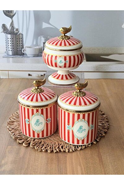 ROSSEV Enamel Jar Sugar Bowl Set of 3 Bellisima