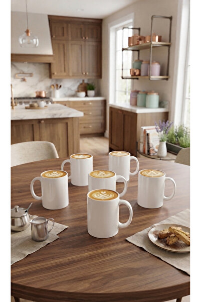 AR HOME 6 Piece NESCAFE-TEA-LATTE Ceramic Cups Set