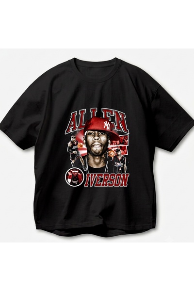 SVART WEAR Allen Iverson majica sa vintage Y2K retro printom, unisex, oversiz...