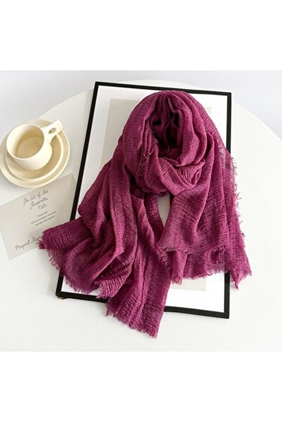 STARSTAR Women's cotton-linen scarf off-white 185x90cm tassel vintage.