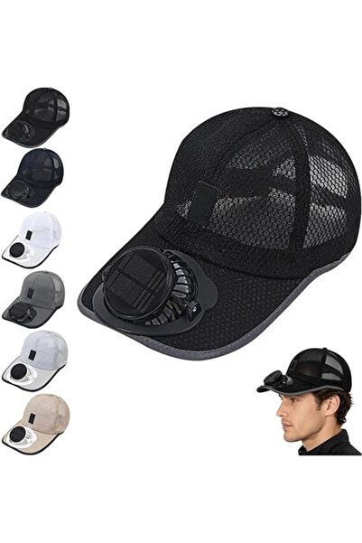 STARSTAR Fan hat black 3-speed adjustable solar/USB UPF50+ 54-59cm.