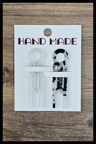 MAZEN 2 Adet Yuvarlak Model Hairpin Saç Topuz Tokası Çubuk Toka Siyah Beyaz 9 cm
