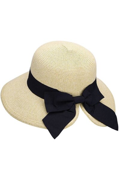 STARSTAR Women's straw hat wide brim windproof foldable beach.
