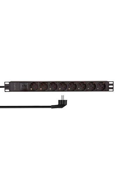 LogiLink PDU 1U pt. rack 19 inch, 8 prize Schuko, intrare Schuko, max 16 A, p...