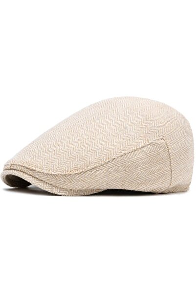 STARSTAR Men's flat top sun hat gray/white L 56-58cm cotton breathable.
