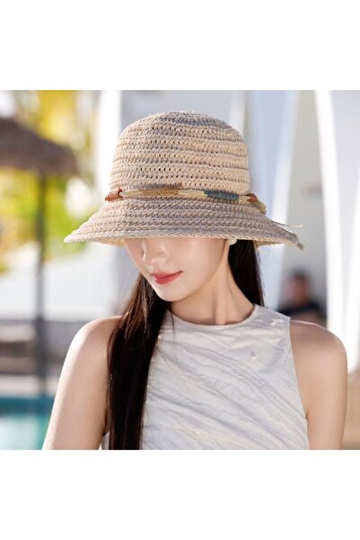 STARSTAR Wide-brim straw hat khaki breathable UV.