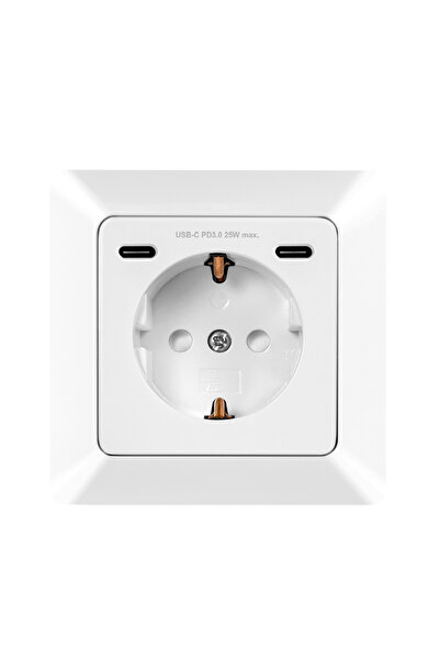 LogiLink PRIZA LOGILINK, pentru perete, Schuko x 1, 2xUSB-C PD 25W , 230V AC,...