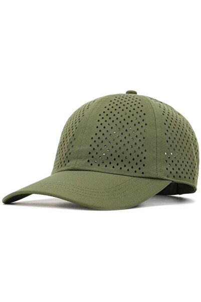 STARSTAR Green adjustable men's summer hat, breathable, with snaps and laser-...