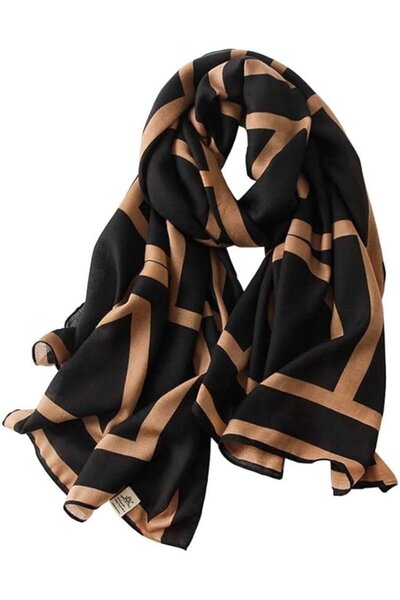 STARSTAR Women's scarf black striped patchwork warm winter.