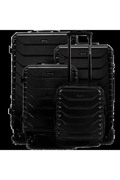 WINGS BRAND Set de 4 valize CRAKE POLYCARBONATE 100% NEGRE S/M/L + valize MINI