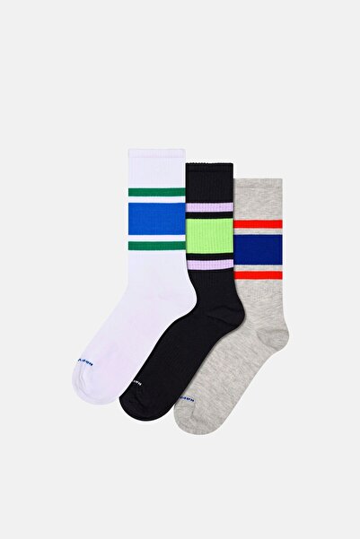 Happy Socks - مجموعة من 3 جوارب رياضية متعددة الألوان