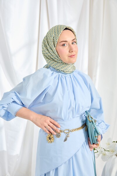 Silk Home Twill İpek Eşarp Geometric Pattern Fıstık Yeşili