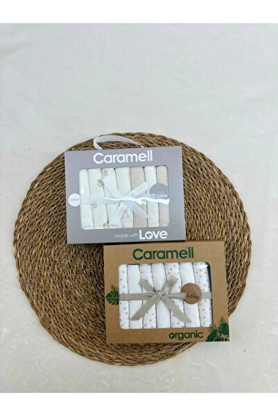 Caramell Patterned Combed Cotton Baby Mouth Wipes, Pack of 7 (2 Packs)