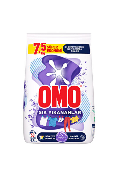 Omo Matik Toz Çamaşır Deterjanı Sık Yıkananlar Beyaz Ve Renkliler İçin 7.5 KG...