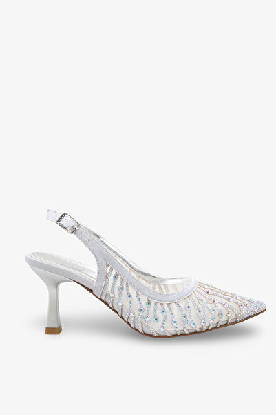 İNNABUTİKK Helias Women's Stone Evening Dress Shoes - Silver