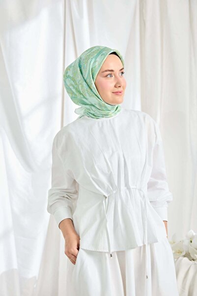 Silk Home Twill Silk Scarf Ottoman Paisley Mint Green
