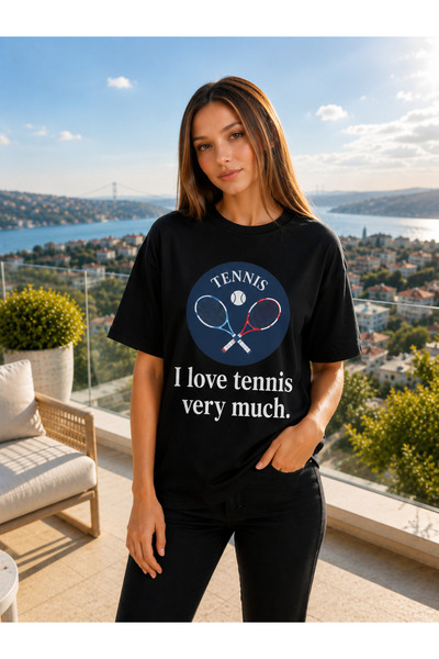 VODEXA Μπλουζάκι Unisex Oversize με στάμπα τένις, 100% βαμβάκι, με θέμα το τέ...