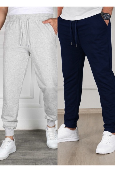 TORUK MAKTO Set of 2 Unisex Ribbed Leg Sweatpants Jogger Comfortable Fit Dail...