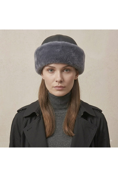 vanilkie Genuine Leather Unisex Smoked Fur Hat