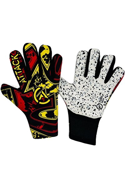 Generic Football Goalkeeper Gloves with Grip, Red and Yellow Design, White Pa...
