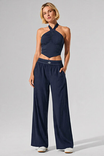 HepsitrentStore Dark Navy Blue Color Elastic Waist Jogger Casual Pants