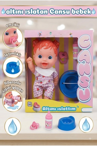 Tıfıl Toys Cansu Bebek: Altını Islatan Renkli Saçlı 4 Parçalı Biberonlu Emzik...