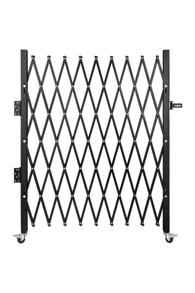 Vivatechnix Poarta pliabila acordeon, Otel, Negru, 2 x roti, Latime extinsa 1...