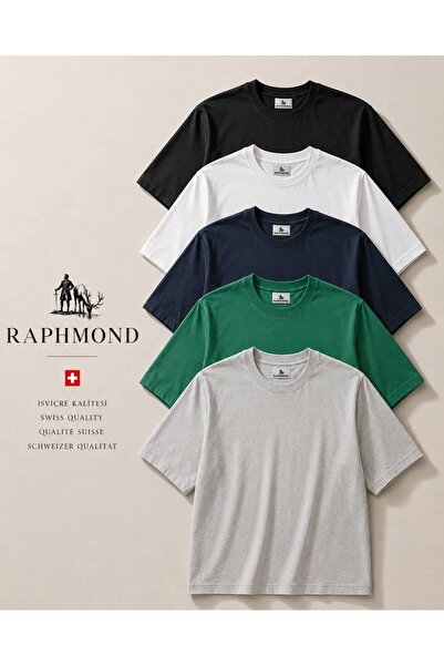 RAPHMOND Swiss Quality 5-Pack Premium Crew Neck Plain Basic T-Shirts