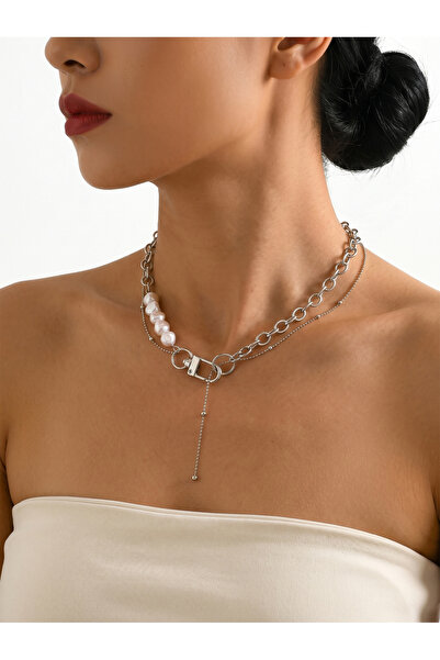 Take Two By Styli Faux Pearl Link Chain Necklace