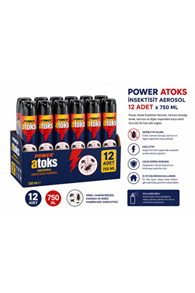 POWER ATOKS UNIVERSAL İNSEKTİSİT AEROSOL – 12’Lİ 750 ML