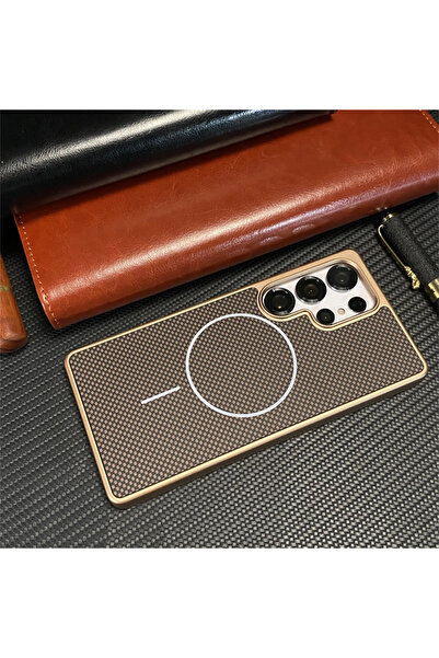 Choice13 For Samsung S26Ultra TQW CX Desert gold Business Carbon Fiber Patter...