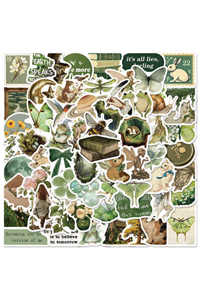 Choice 50Pcs 64Pcs Fairy Forest Sticker Pack Waterproof Green Decorative Guit...