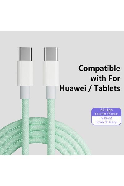 Choice7 1.5m Green 100W Super Fast Charge Cable Colorful Type-C To C Braided ...