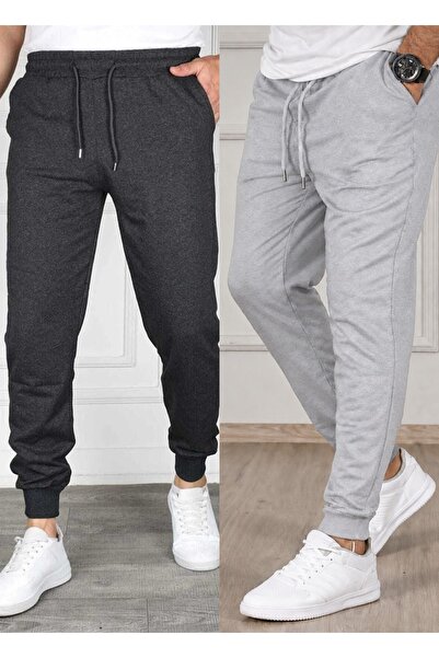 TORUK MAKTO Set of 2 Unisex Ribbed Leg Sweatpants Jogger Comfortable Fit Dail...