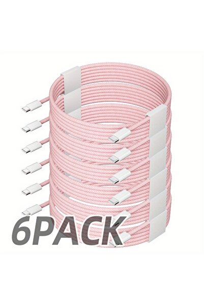 Choice Type-C to Type-C 2m Pink 6pcs 2M/6Ft 60W USB C to USB C Weave Charging...