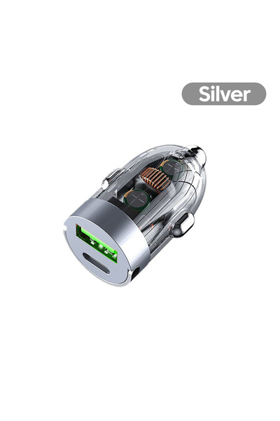 Choice Silver 120W Pull Ring Car Charger Fast Charging USB Type C Charger Ada...