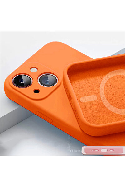 Choice3 iPhone 14 Pro Orange Magnetic Liquid Silicone Case For Iphone 14 13 1...
