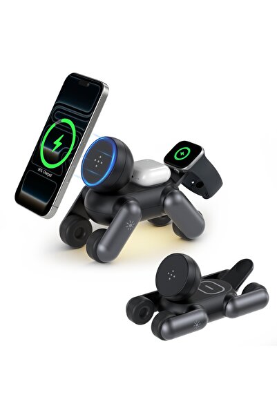 Choice Black 3-in-1 Magnetic Wireless Charger Portable MagSafe Robot Dog Hold...
