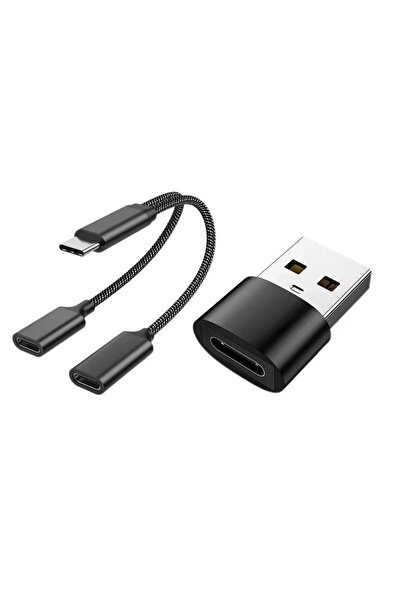 Choice4 Other black2pcs Multi-function Adapter 2 in 1 Type C HiFi Audio and C...