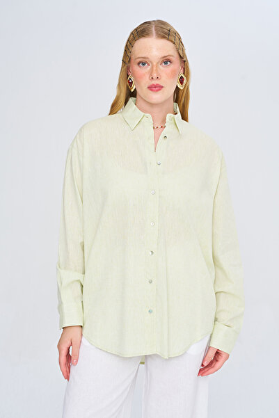 Orfeo Negro Women's Classic Collar Buttoned Solid Color Casual Shirt