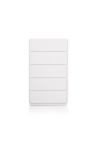 Midas Furniture WOODEN CHEST OF DRAWER (70 x 42 x 120 CM) WHITE