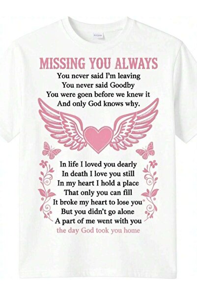 29CUN Plus Size Men's Memorial T-Shirt, Glitter Angel Wings "Always Miss You"...