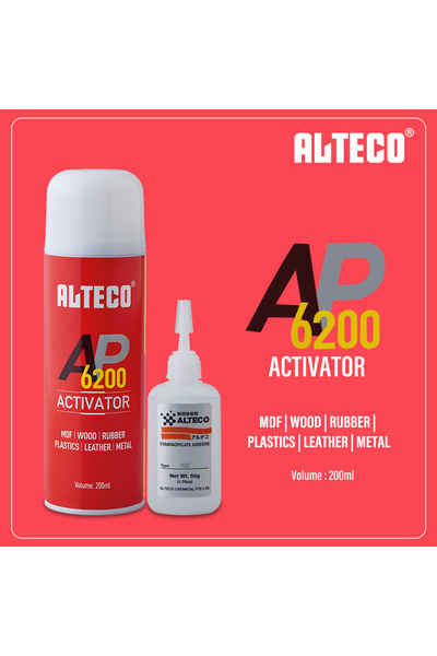 Alteco بخاخ منشط AP 6200 مع لاصق سيانوأكريلات W2، 200 مل مسرّع + 50 جرام غراء...