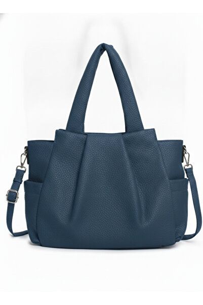 MILANO COLLECTION Geantă damă tip shopper plisată, piele ecologică, baretă de...