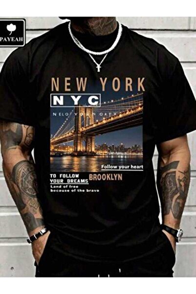 26LIK Casual Streetwear, New York Brooklyn Street View, Fashionable T-Shirts,...