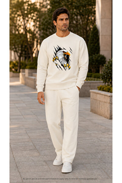 TREND EMMODA Men's 3D Predator Eagle Printed Tracksuit Set/Round Neck Sweatsh...