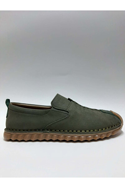 Luis Figo Genuine Leather Nubuck Laceless Khaki Color Daily Comfortable Sanda...
