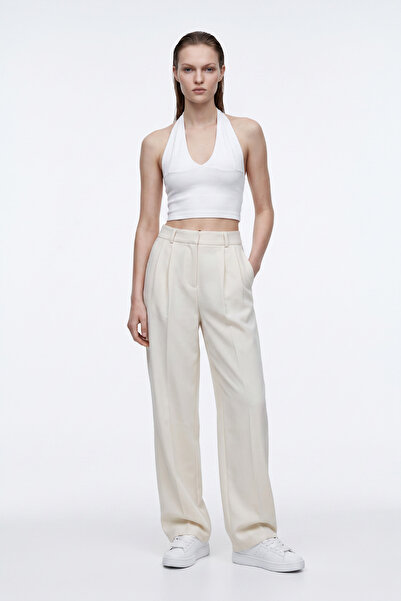 HAKKE Black High Waist Belted Straight Cut Pants