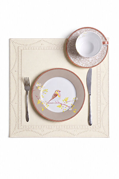 Evien Home Embroidered Leather American Service Set of 2 Double-Sided Square ...